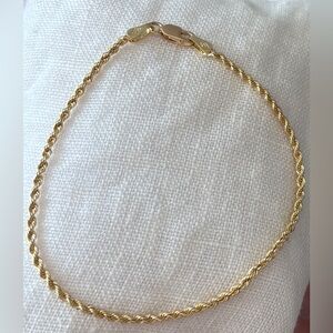 10K Yellow Gold Diamond Cut Rope Bracelet 7” Italy Solid Gold